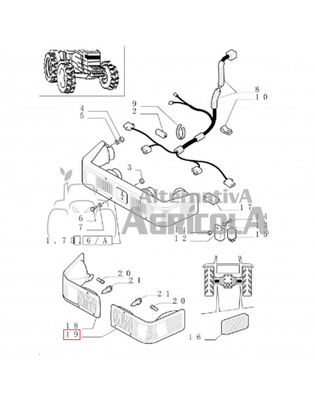 Piloto Delantero Izquierdo Tractores New Holland Serie TM - 307 x 164 mm