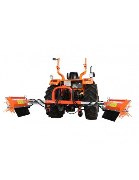 Soporte telescópico al tripuntal + doble cabezal desbrotador de cuerdas