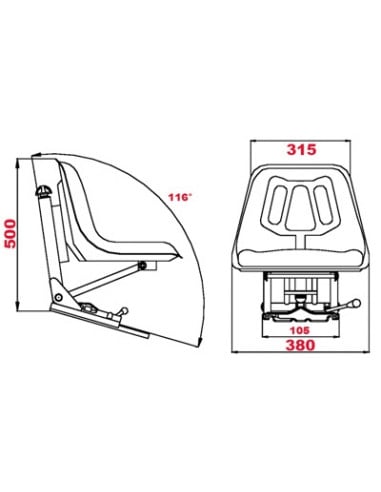 Asiento amarillo para tractor John Deere base inclinada