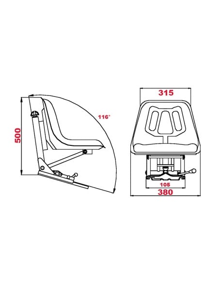 Asiento amarillo para tractor John Deere base inclinada