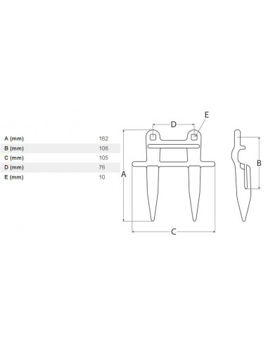 Dedo doble de forja cosechadora Massey Ferguson, John Deere