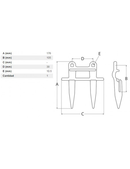 Dedo exterior simple forja cabezal corte cosechadora Claas