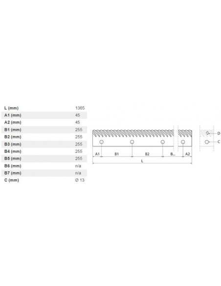 Juego barras cilindro 1365 mm 6 taladros redondos cosechadora John Deere
