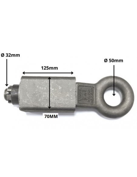 Enganche Tiro de lanza Ø70mm para remolque