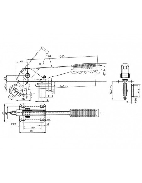 Palanca Freno Tipo Fiat Sin Polea