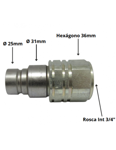 Enchufe macho 3/4" caras planas Serie PLT4