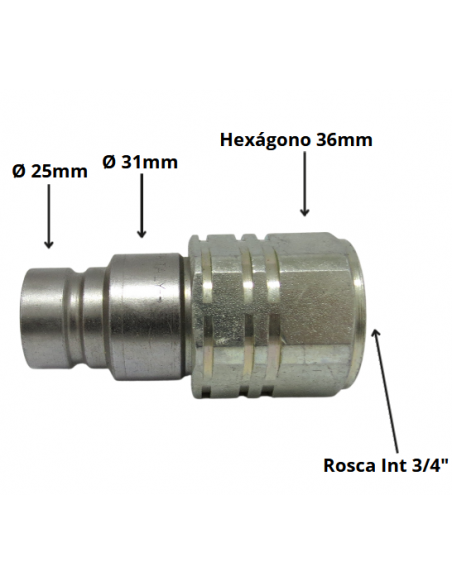 Enchufe macho 3/4" caras planas Serie PLT4