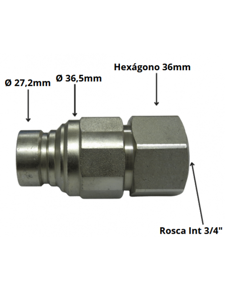 Enchufe macho 3/4" caras planas Serie PLT4