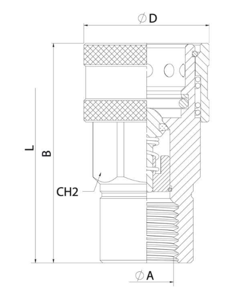 Enchufe hidráulico rápido hembra punzón de 3/4" (27mm)