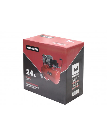 Compresor de aire Monoblock 24L 0.75CV silencioso Mader