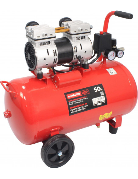 Compresor de aire Monoblock 24L 2CV doble cabezal silencioso Mader