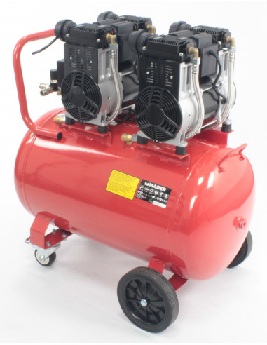 Compresor de aire Monoblock 100L 6CV 4 cabezales 2 motores silenciosos Mader