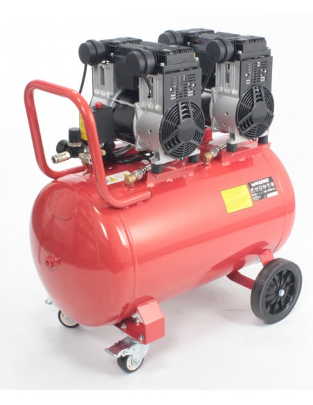 Compresor de aire Monoblock 100L 6CV 4 cabezales 2 motores silenciosos Mader