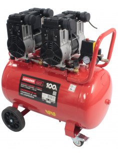 Compresor de aire Monoblock 100L 6CV 4 cabezales 2 motores silenciosos Mader