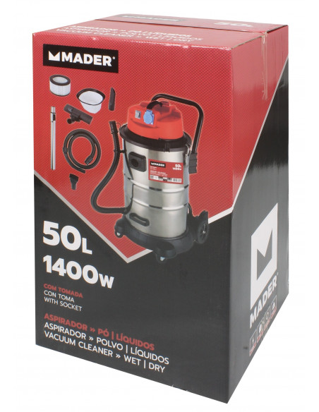 Aspiradora polvo/líquido 50L 1400W Mader
