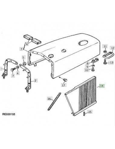 Rejilla lateral derecha capó tractores John Deere 3120, 3130, 3135