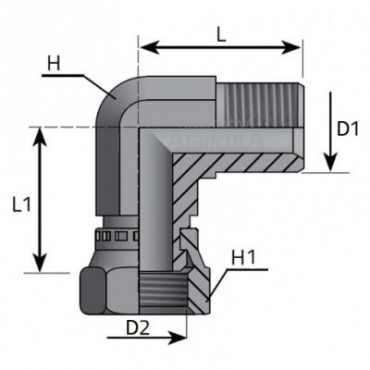 Codo 90º Macho - Tuerca Loca BSP 60º Forjado 1/2"