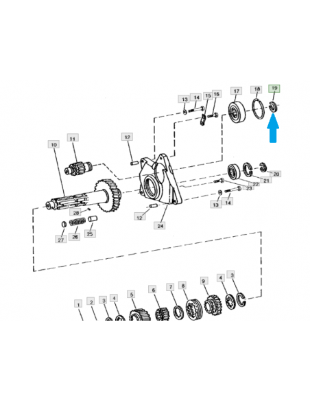 Anillo elastico soporte cojinete TDF John Deere A364R