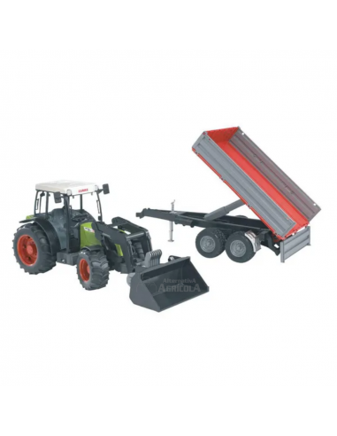 Tractor juguete Claas Nectis 267F con cargador y remolque escala 1:16