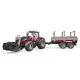 Tractor de juguete Massey Ferguson 7480 con cargador y remolque de madera escala 1:16
