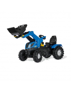 Tractor juguete de pedales con cargador frontal New Holland T7