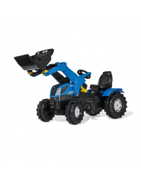 Tractor juguete de pedales con cargador frontal New Holland T7
