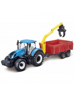 Tractor de juguete New Holland T7.315 con remolque combinado