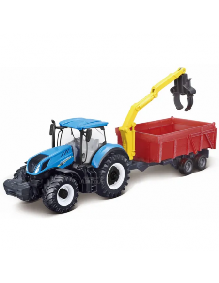 Tractor de juguete New Holland T7.315 con remolque combinado