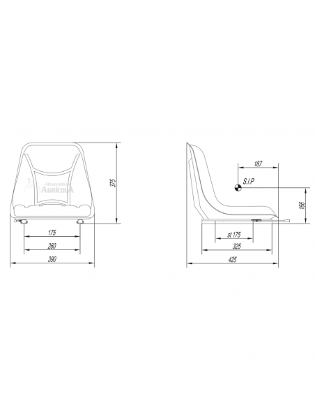 Asiento  cubeta PVC negro con guias railes RM460