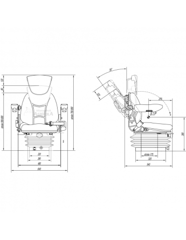 Asiento neumático RM62210 tela negra