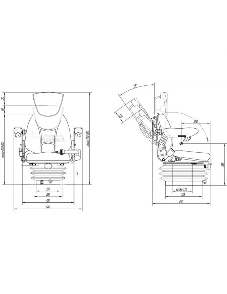 Asiento neumático RM62210 tela negra