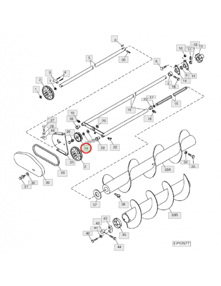 Polea eje sinfín alimentador empacadora John Deere AE27402