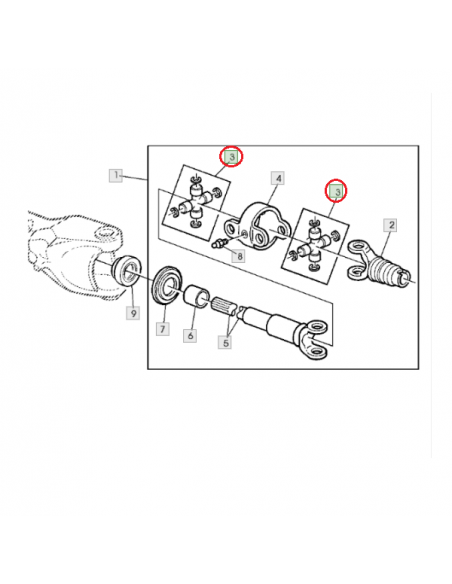 Cruceta eje delantero Dana doble tracción John Deere L100632