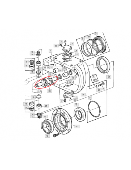 Nudo cardan transmisión completo John Deere Serie 40 y 50 AL63606 