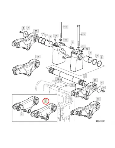 Brazo elevador hidráulico derecho L116618 John Deere serie 6010, 6020, 7020