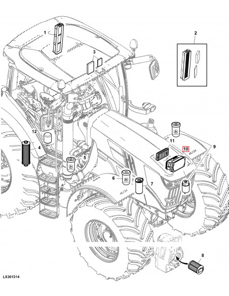 Filtro de Aire Motor AL207628 Tractores John Deere