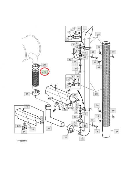 Tubo de escape flexible válido John Deere AL175163