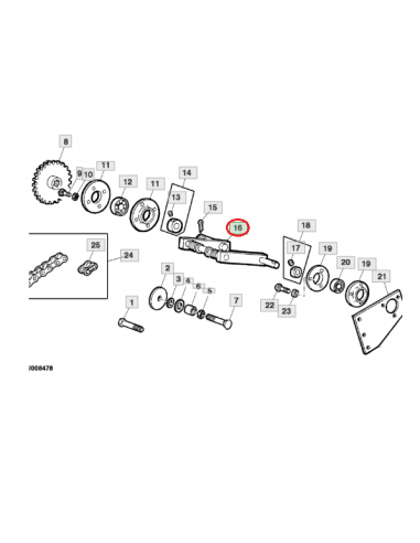 Cigüeñal transmisión de alimentador empacadora John Deere DC16751
