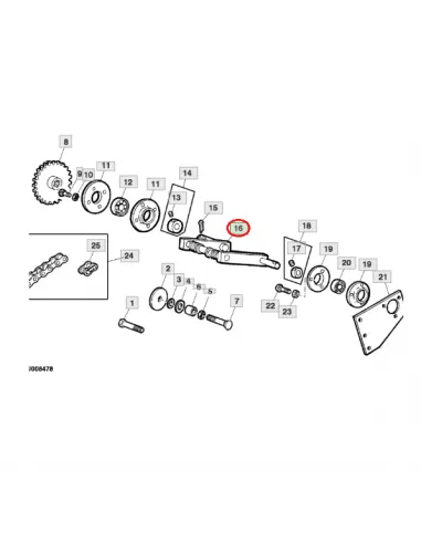 Cigüeñal transmisión de alimentador empacadora John Deere DC16751