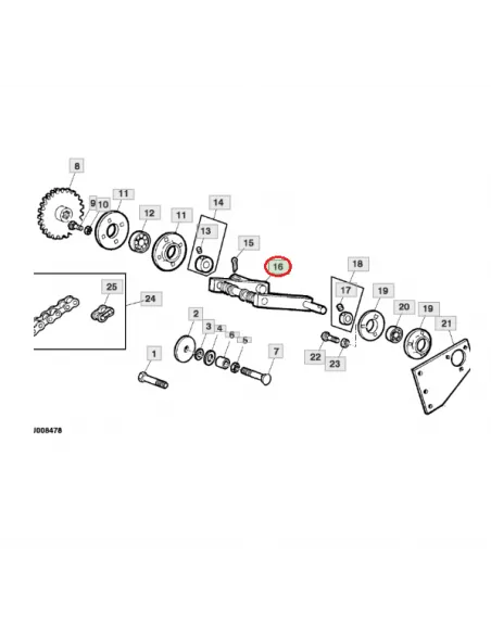 Cigüeñal transmisión de alimentador empacadora John Deere DC16751