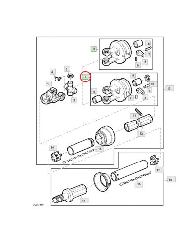 Horquilla eje de transmisión trasero empacadora John Deere DC16549