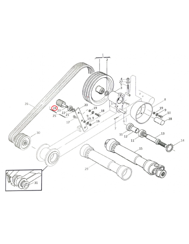 Rodillo tensor segadora Gaspardo 21120121