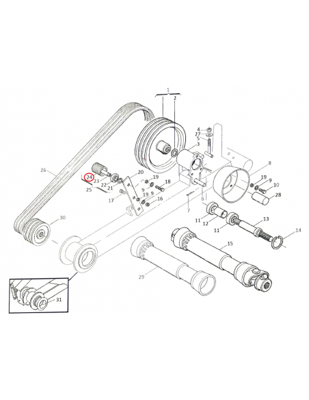 Rodillo tensor segadora Gaspardo 21120121