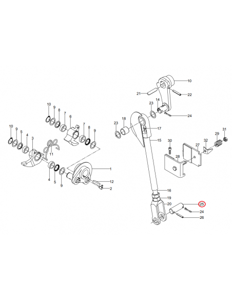 Bulón biela porta agujas 25 x 72 empacadora Welger 1116265106
