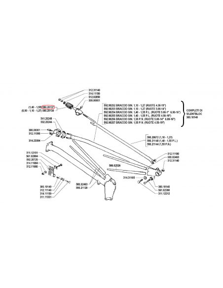 Muelle tirante izquierdo 1,40 - 1,55 segadora BCS