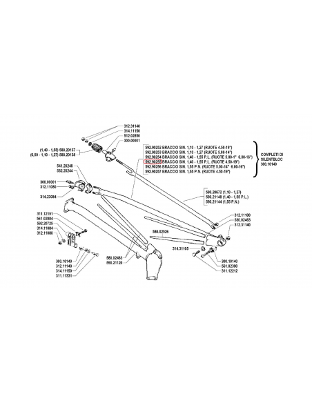 Brazo izquierdo 1,40 - 1,55 segadora BCS