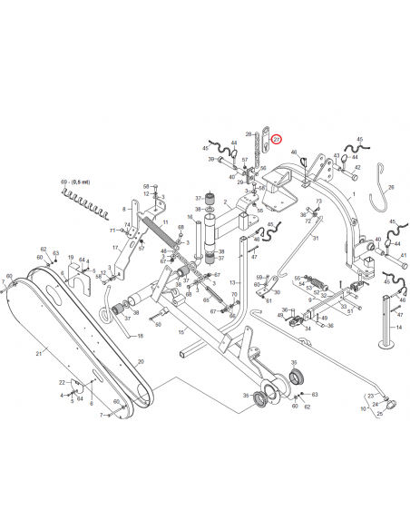 Bloqueo cadena tensión largo segadora Gaspardo