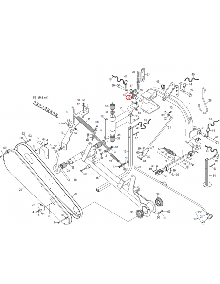 Bloqueo cadena tensión corto segadora Gaspardo