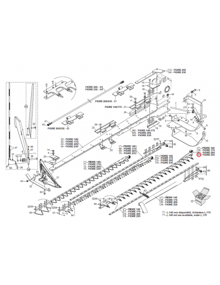 Barra de 16 dedos FB 2,35m segadora Gaspardo 13013881