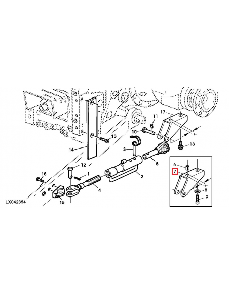 Soporte tensor horizontal tractor John Deere Serie 6010